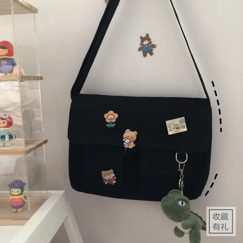 femmes simple sac de messager sacoche décontractée dames sacs à main sac à bandoulière pochette filles doux imprimé toile croix sacs d'école sacs à main