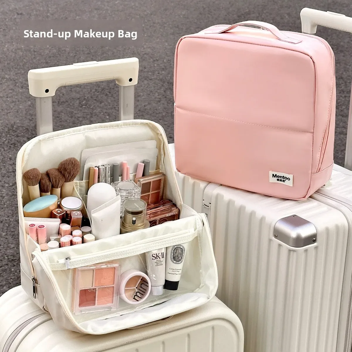sac de maquillage étanche en pu pour voyage, sac de toilette sec et humide, sac de rangement pour cosmétiques, organisateur de grande capacité, sac à cosmétiques