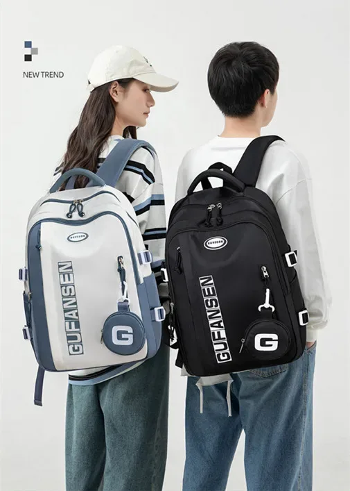 sac à dos oxford de style américain, grande capacité, léger, simple, pour voyage, sac d'école pour étudiants, sac à dos en nylon avec fermeture éclair