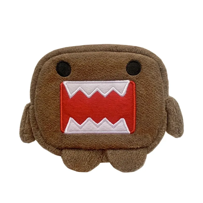 trousse polyester classique dessin animé visage souriant oeil noir bouche rouge oreille marron pochette maquillage voyage beauté