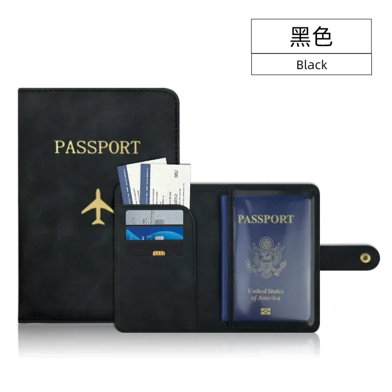 couverture de passeport à loquet d'avion unisexe, couverture de passeport de voyage, porte-carte d'identité, porte-carte de crédit, porte-passeport, accessoires de voyage