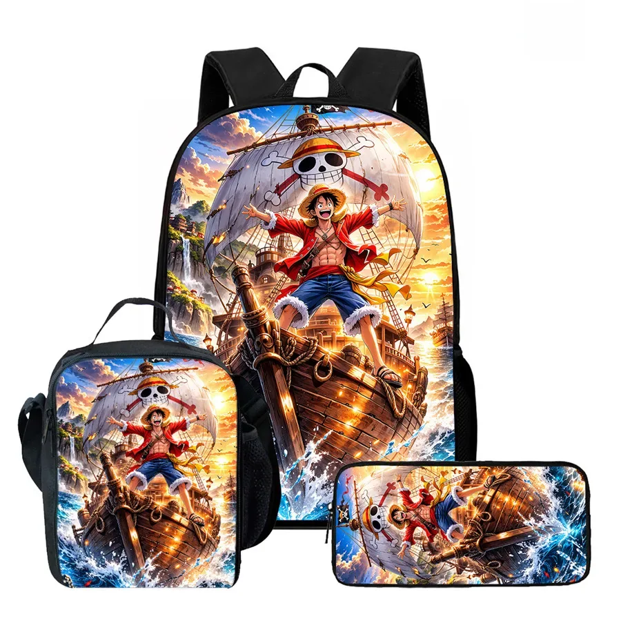 sac dos polyester dessin animé noir motifs personnages animés format 20 35 litres poche ouvrante sangles ajustables usage scolaire voyage