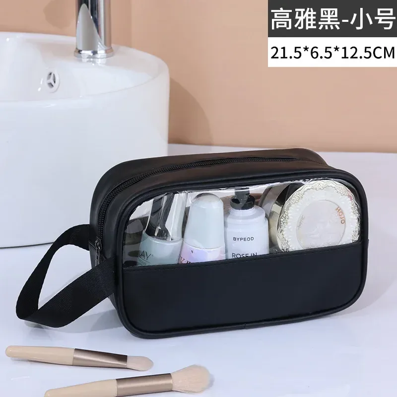 trousse de toilette de voyage portable pour femmes, trousse de maquillage transparente, grande capacité, trousse de bain et de toilette, étui de rangement multifonctionnel et imperméable.