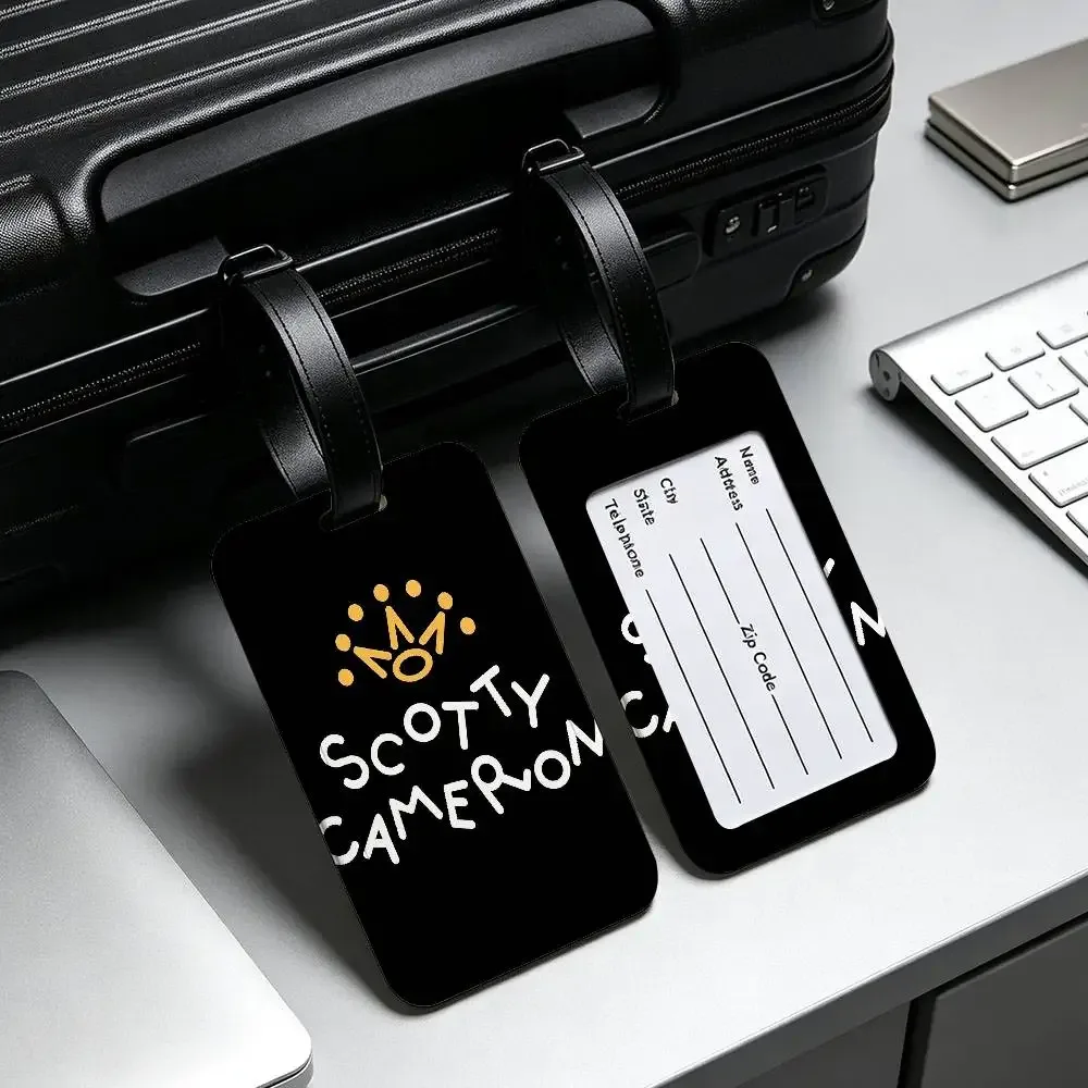s-scotty c-cameron étiquette d'identification de bagage anti-perte en pvc, porte-carte d'informations amovible, étiquette de bagage de voyage