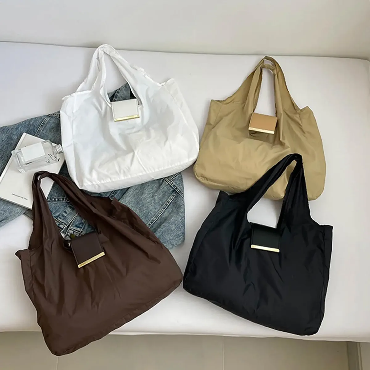 sac de courses pliable, sac fourre-tout réutilisable, mini sac extensible, léger, écologique, porte-clés, sac réutilisable de grande capacité