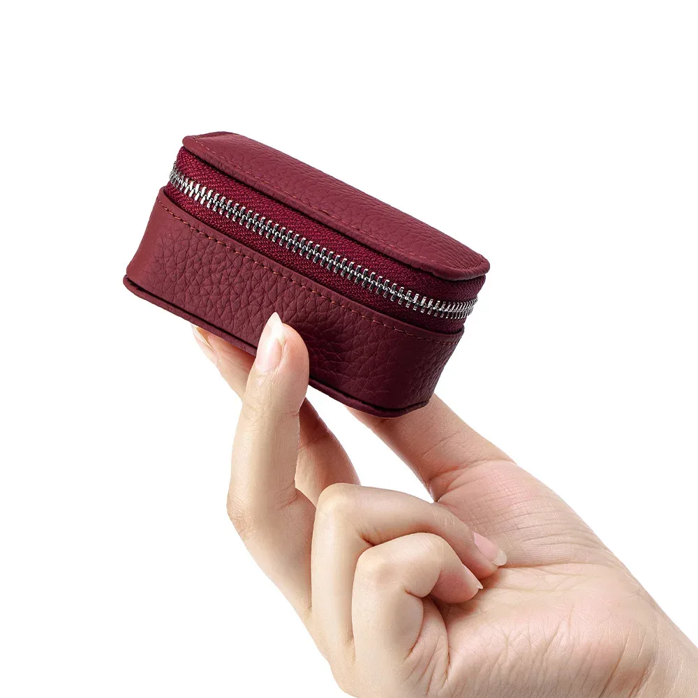organisateur voyage cuir vachette noir gris beige marron fermeture éclair intérieur velours bijoux mini pochette cosmétique femmes soirée