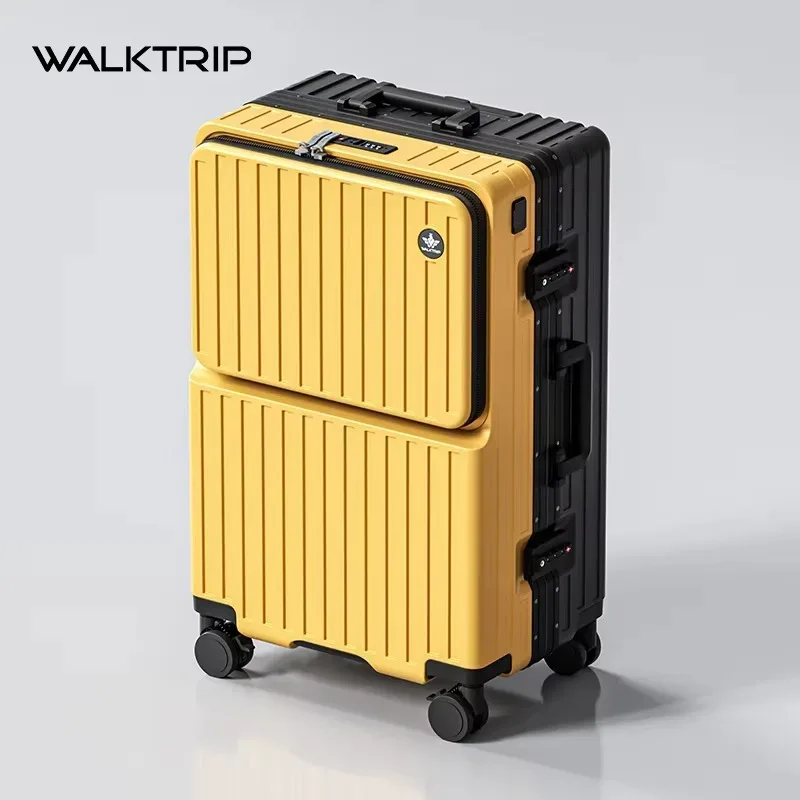 valise à ouverture frontale en pc avec cadre en aluminium, serrure tsa, porte-gobelet et port de charge 20/24/26 pouces