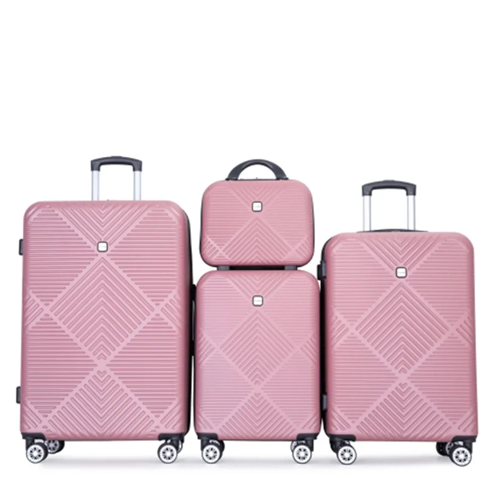 ensemble de bagages travelhouse 4 pièces, valise légère en abs avec roulettes pivotantes, 14" 20" 24" 28"