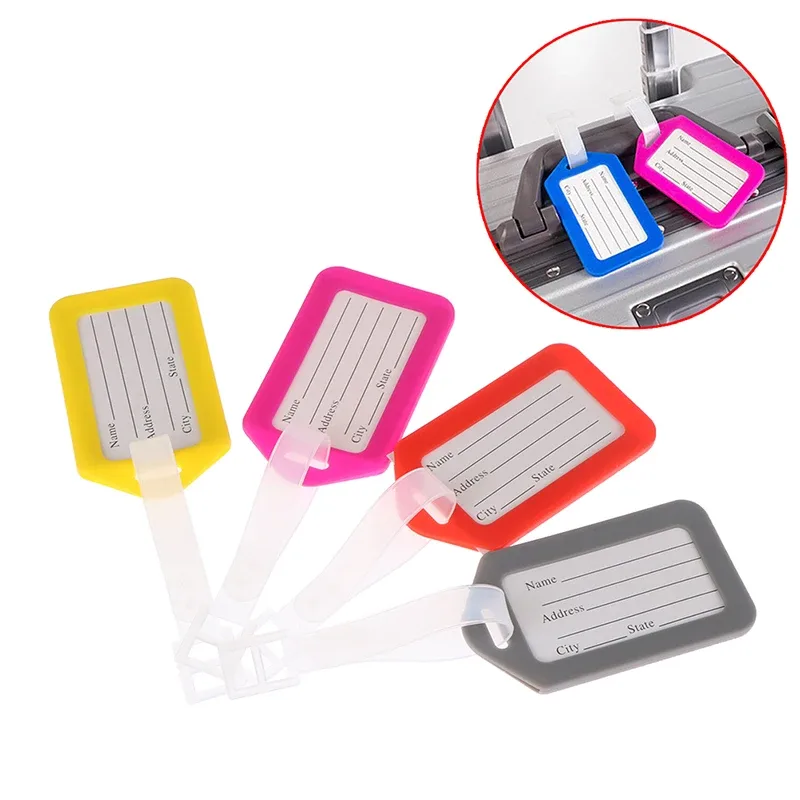 étiquettes de bagage en plastique pour hommes et femmes, étiquette de bagage, porte-nom, adresse d'identification de valise, accessoire de voyage, expédition d'embarquement, 10 pièces