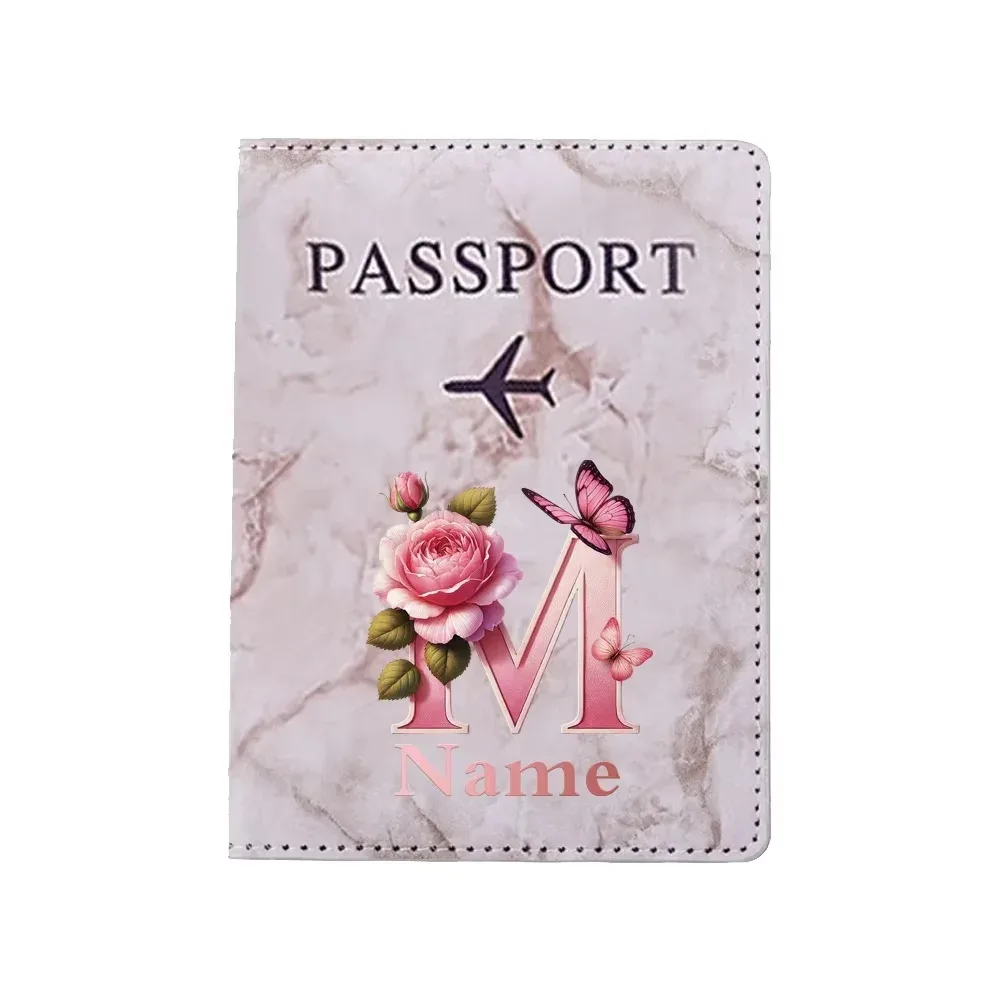 porte-passeport personnalisé avec lettres florales, nom personnalisé, pratique pour les voyages, les affaires, les mariages, cadeau