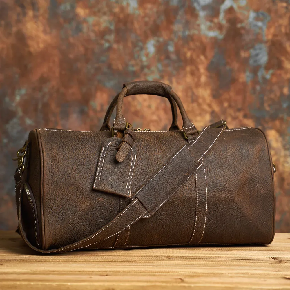nasva-sac de voyage en cuir vintage pour homme, sac de week-end, sacs à main, sacs de messager, bagage avec compartiment à chaussures