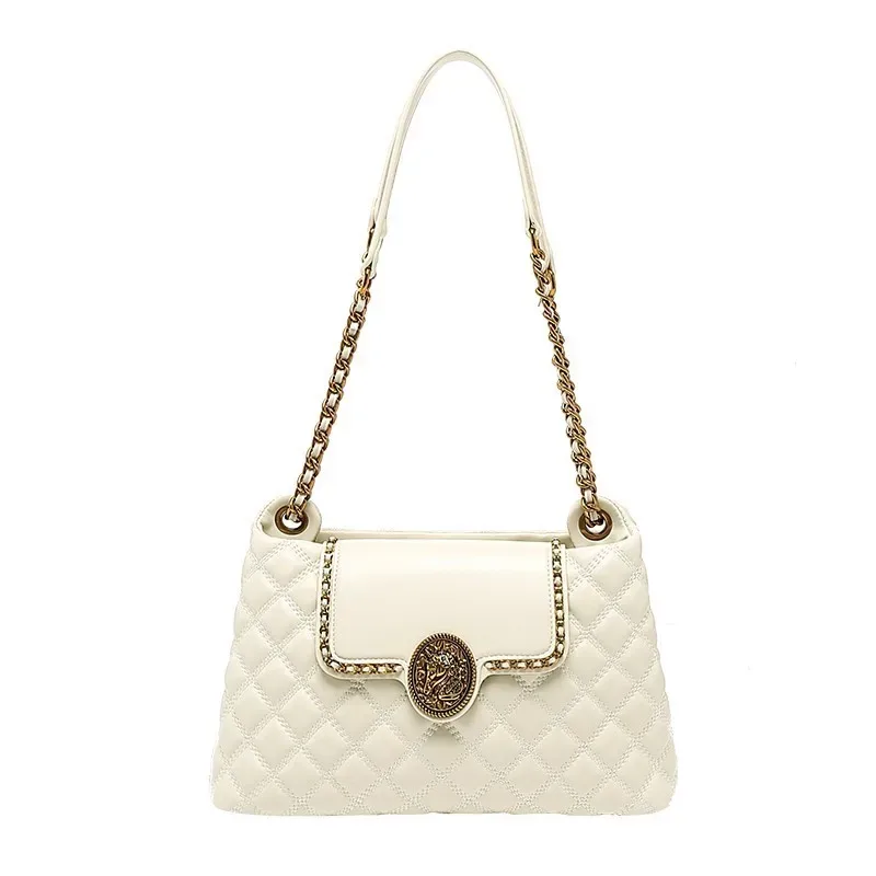 sac à chaîne en cuir véritable de marque pour femme 2025, nouveau design de créateur avec un sens du luxe, sac à bandoulière grande capacité à porter sous le bras