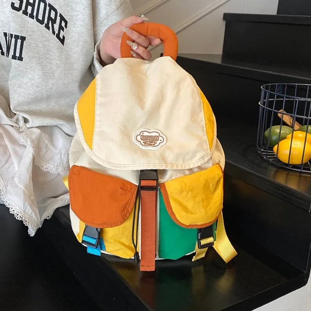 sacs assortis parent-enfant 2 tailles, style coréen, multi-poches, sac à dos à cordon de serrage grande capacité en nylon pour étudiants