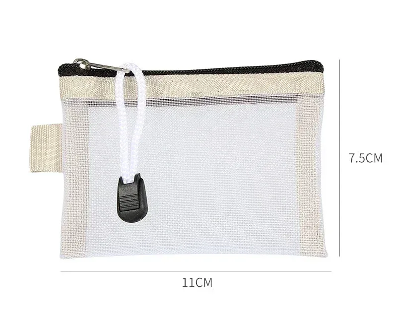 porte-monnaie en maille pour femmes, fermeture éclair transparente, sacs de rangement en poudres, porte-cartes pour filles, porte-clés, petits sacs à main