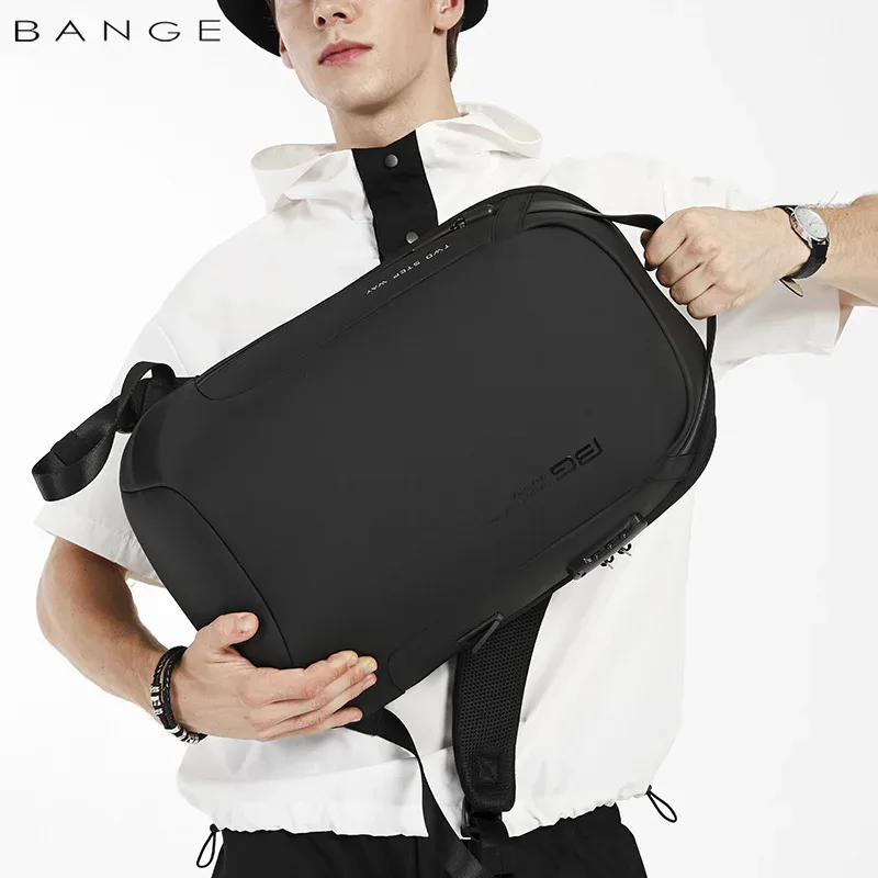 sacs à dos bange pour hommes, sacs à dos pour ordinateur portable de 15.6 pouces, sac à dos de voyage étanche à la mode, sacs d'école anti-vol pour hommes