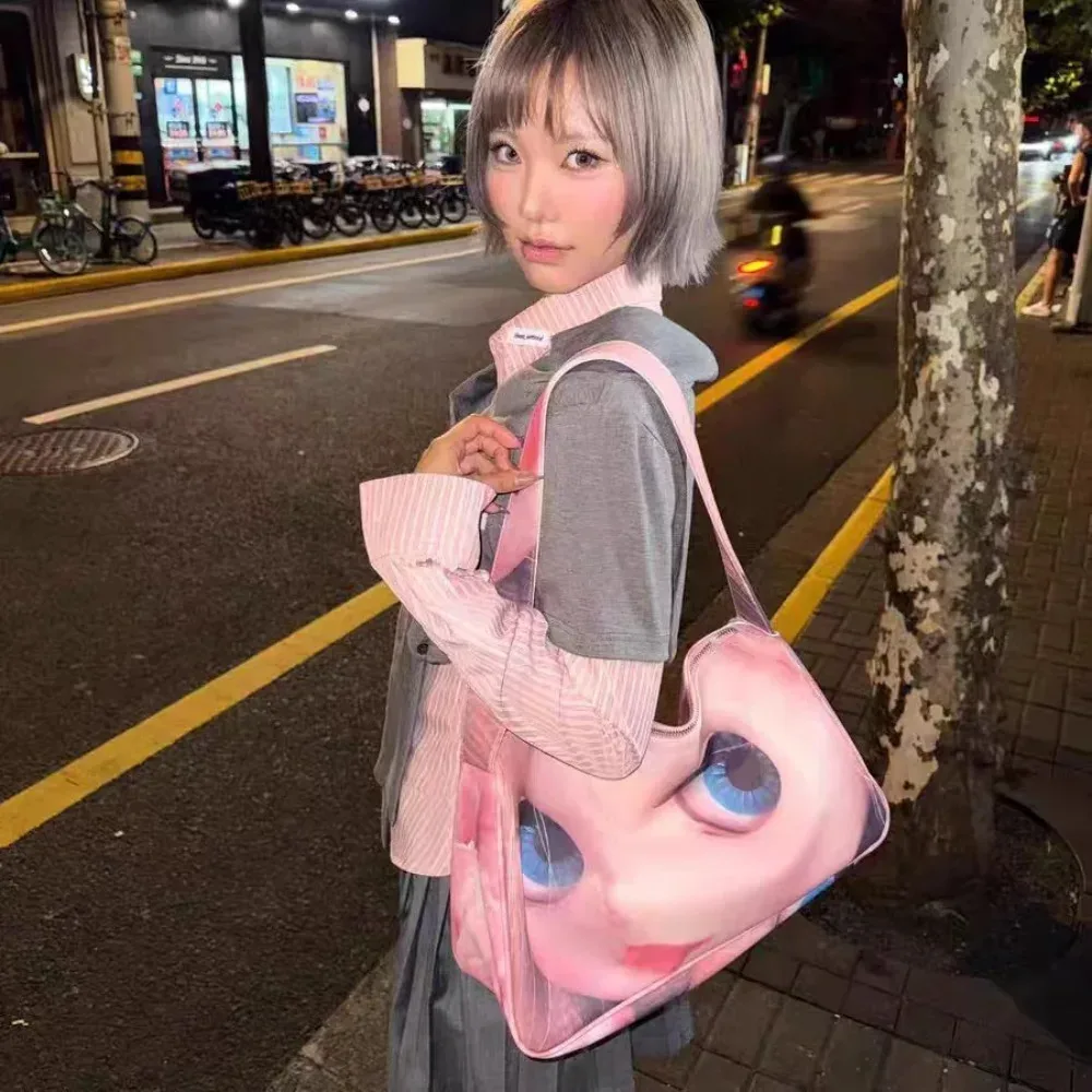 sac nuage imprimé poupée y2k pour femme en cuir pu, sac à bandoulière sous le bras grande capacité, forme boulette, sac fourre-tout décontracté