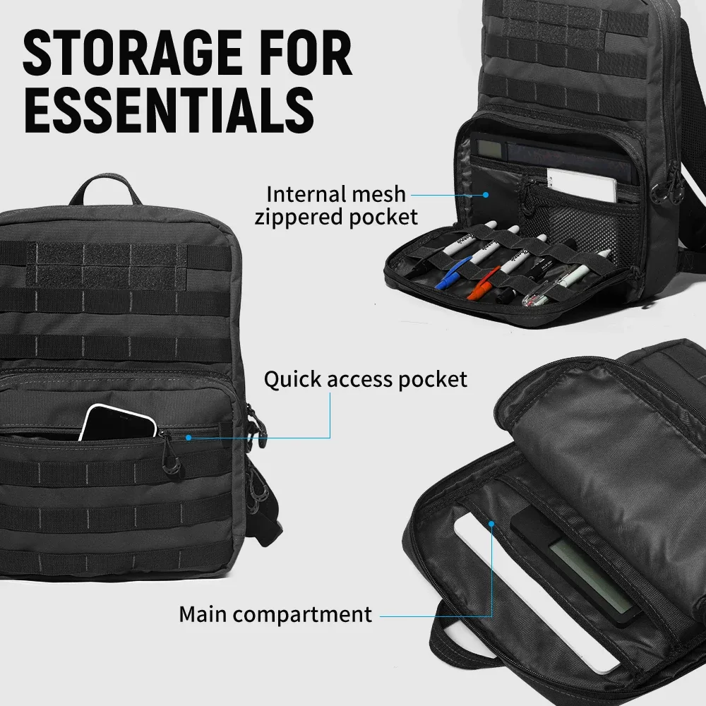 sac à dos tactique pour ordinateur portable de 14 pouces pour hommes, petit sac à dos compact edc avec système molle, nylon durable, noir et kaki
