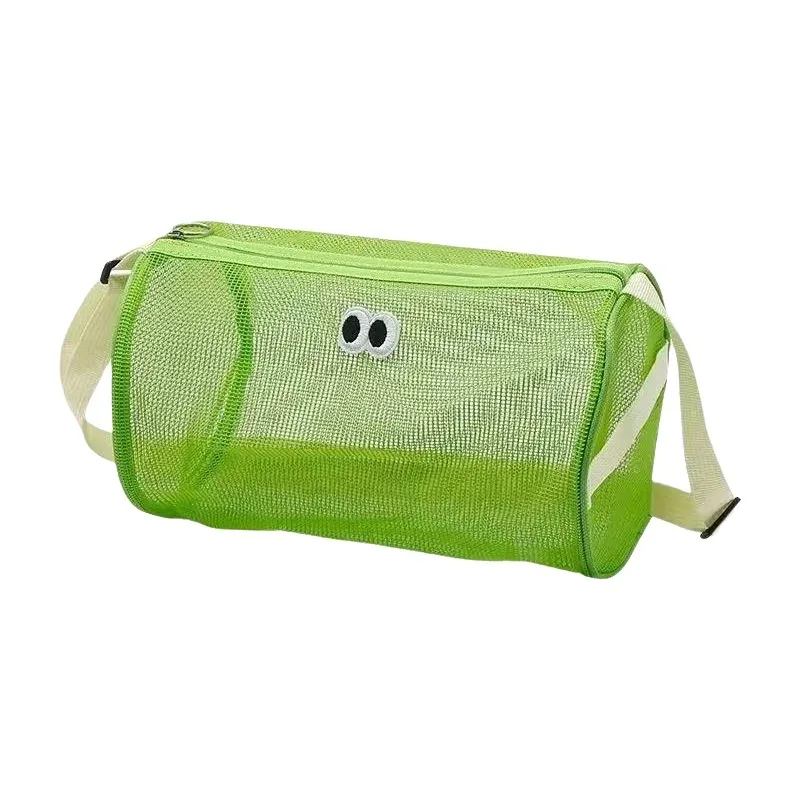 sac de rangement en maille cylindrique de grande capacité, sac de toilette à bandoulière ou à main, sac de rangement pour cosmétiques, organisateur de voyage