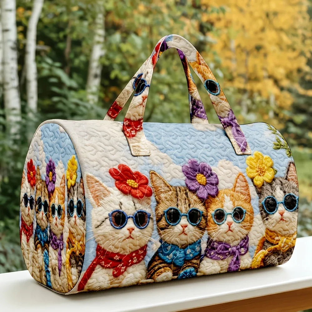 sac fourre-tout à motif de chat avec motif imprimé en 3d – sac à main léger pour les voyages – grand sac de courses rétro à grande capacité.