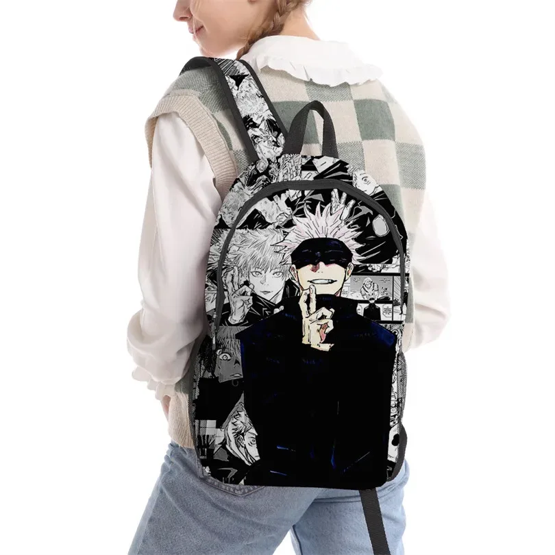 sac dos oxford université brodé manga noir imprimé personnages scènes adolescents bandoulière arquée capacité informatique
