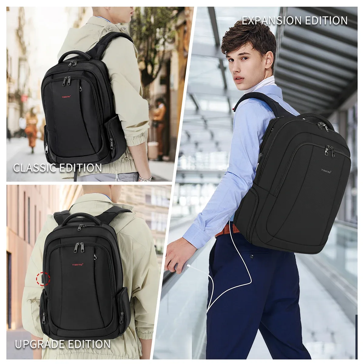 tigernu sac à dos en nylon imperméable femme hommes sac à dos pour 15.6 ordinateur portable sac pour ordinateur portable mochilas sacs à dos scolaires sac mâle sac à dos
