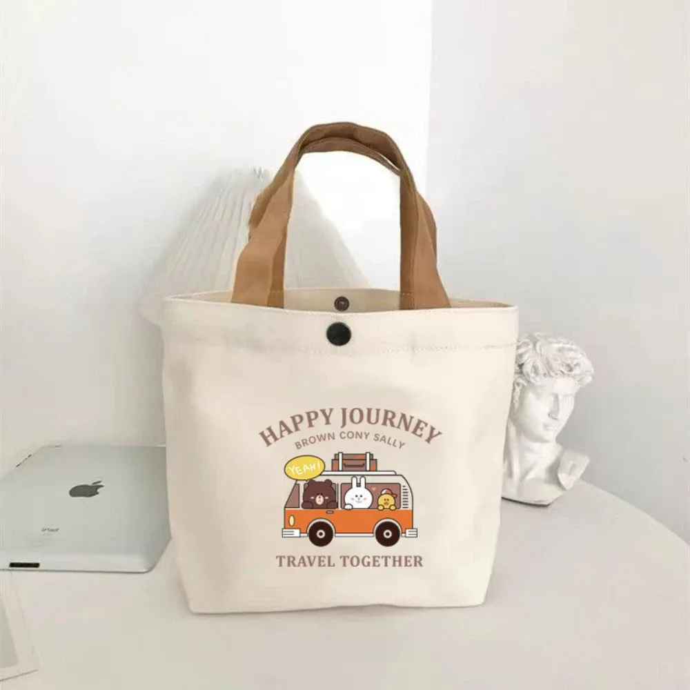 sac en toile avec imprimé ours, sac à main polyvalent pour femme, idéal pour étudiantes, bureau, sac à bento, sac à main, sac de voyage, cadeau idéal.