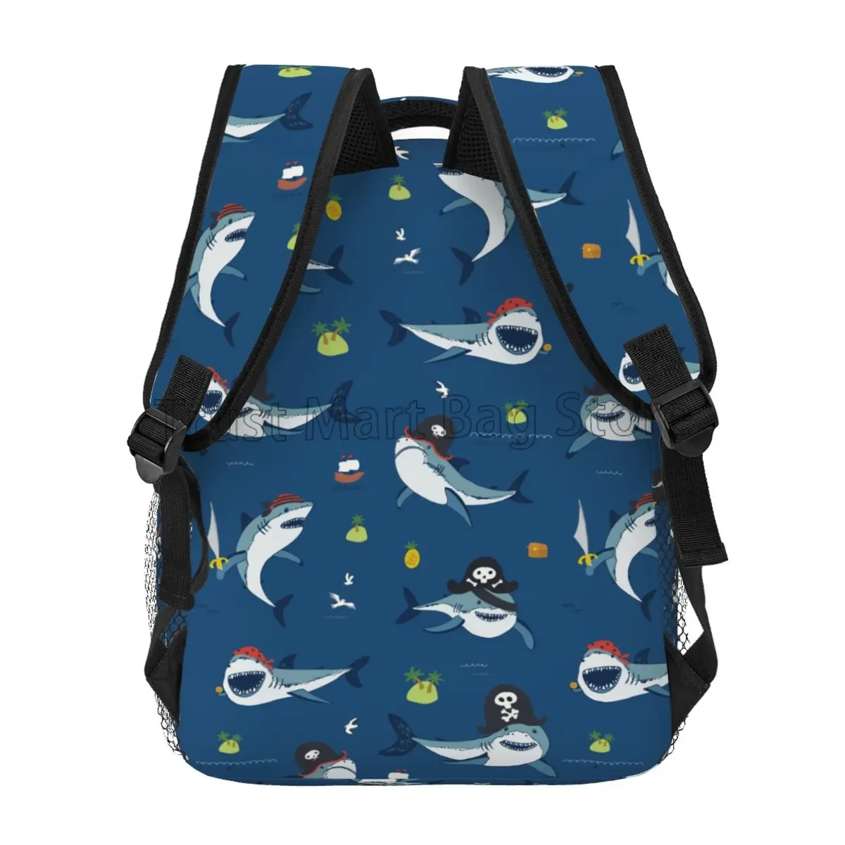 sacs à dos à motif de requins de dessin animé pour adultes et adolescents, sac à livres pour étudiants, sac à dos pour ordinateur portable durable et décontracté, voyage, randonnée, camping, mignon
