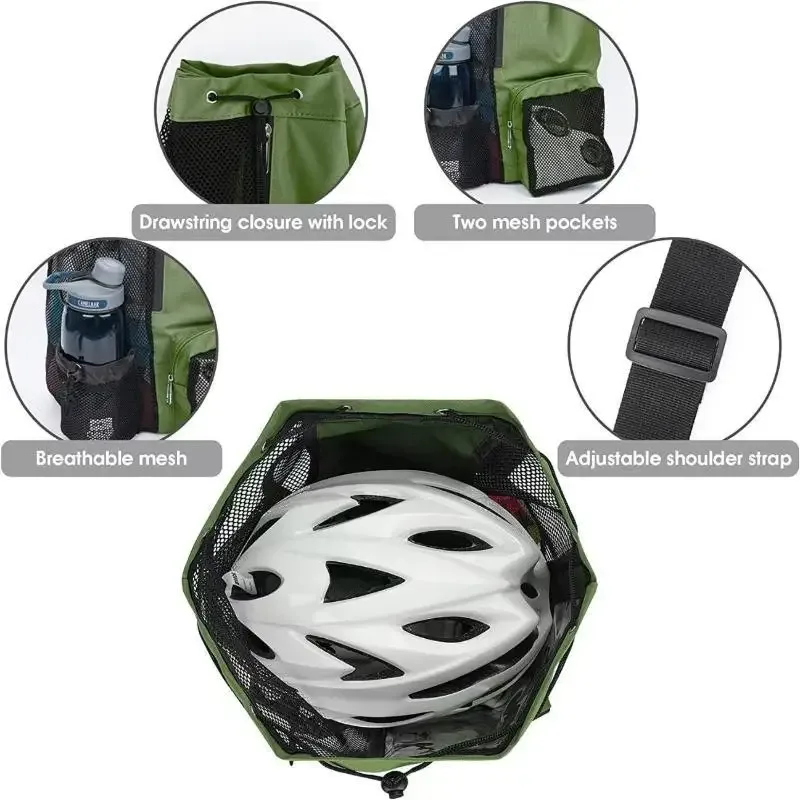 sac à dos respirant en maille noire avec cordon de serrage, poche latérale et bretelles durables pour la gym, la natation, la plage et les voyages en plein air