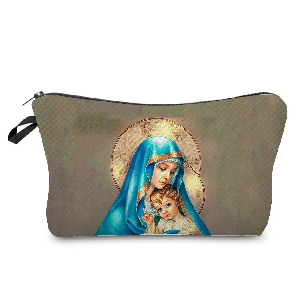 trousse de toilette à motif spinal pour femme, trousses de maquillage brodées personnalisées, trousse de toilette de voyage, belle déesse, imprimé enfant