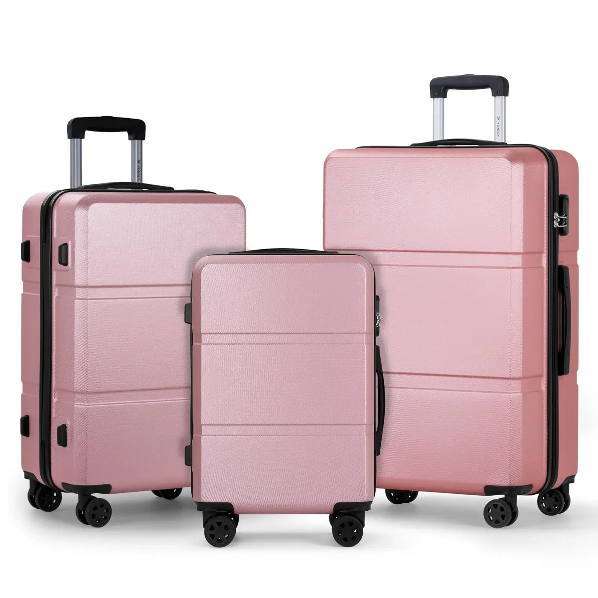 ensemble de valises yonsly 3 pièces 20/24/28 pouces 360 °   valise à roulettes avec serrure à combinaison, double fermeture éclair, sac en maille, poignée en caoutchouc souple, grande taille xxl pour les excursions familiales en vacances