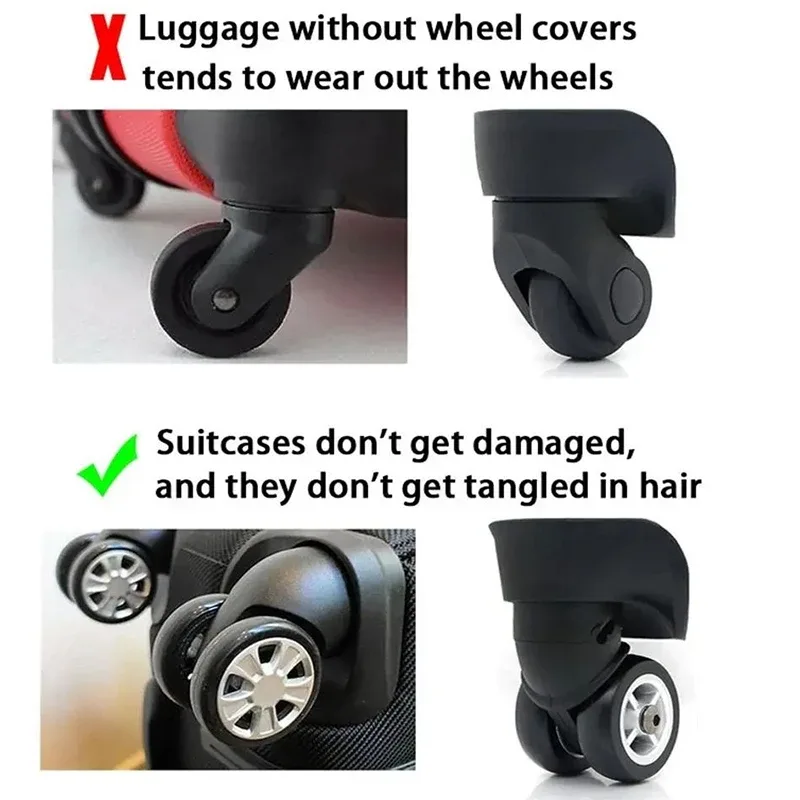 protection roue caoutchouc orange tâches anti bruit voyage valise chariot accessoire sécurité mobilité transport circulaire souple résistant