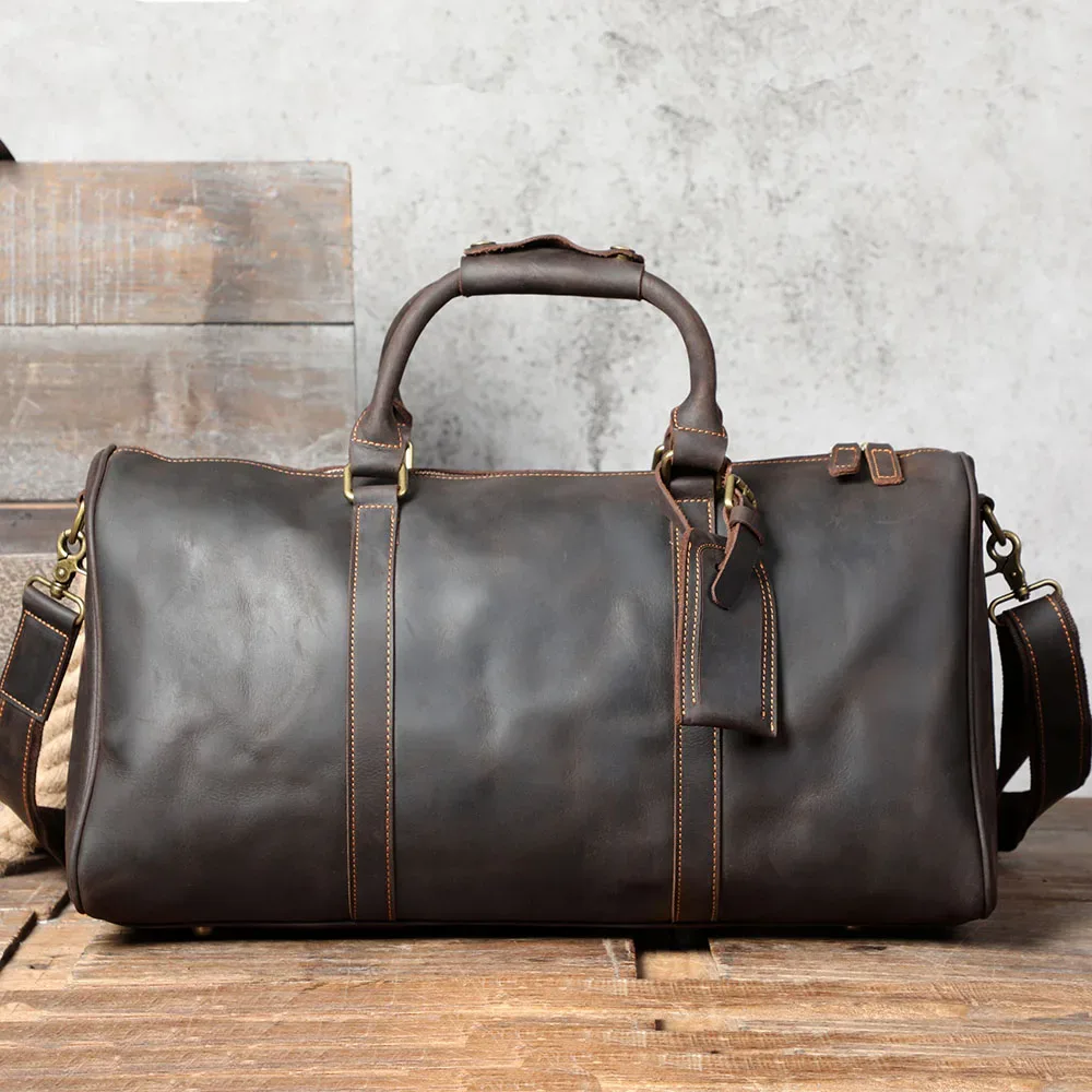 sac de voyage en cuir pleine fleur s.worker, grande capacité, sac de week-end, sac de sport en cuir véritable pour hommes