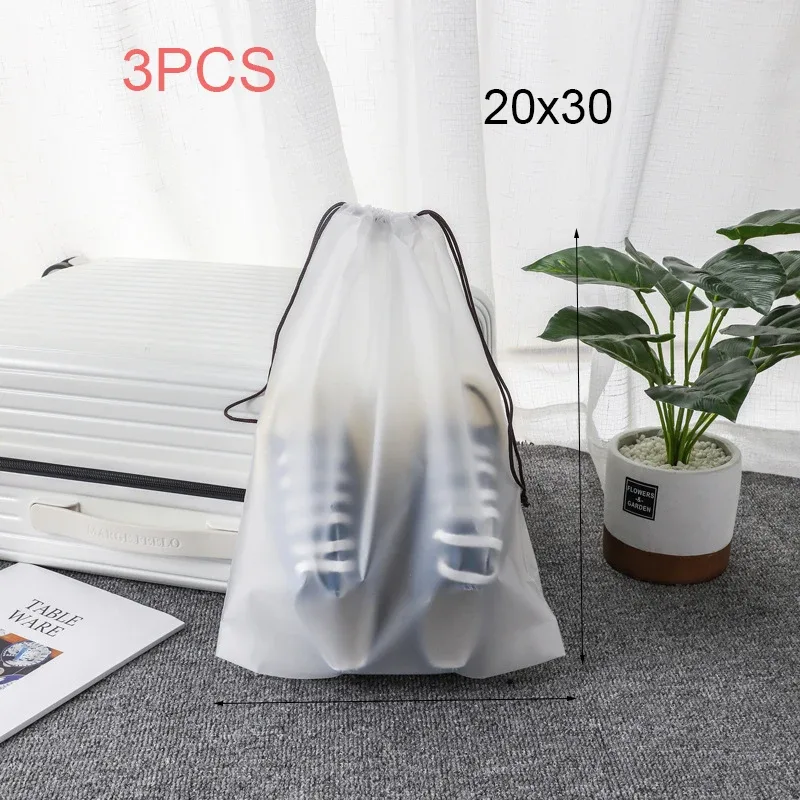 sac de rangement écologique portable pour chaussures, avec cordon de serrage, pour articles divers, sac de maquillage de voyage, sac de rangement en plastique transparent imperméable, 3/5/10/pcs