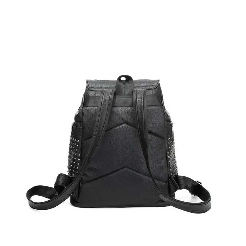 rivet hommes sac à dos grande capacité voyage sacs à dos pour hommes 14 pouces pochette d'ordinateur rabat cordon sac à dos mâle étudiant cartable