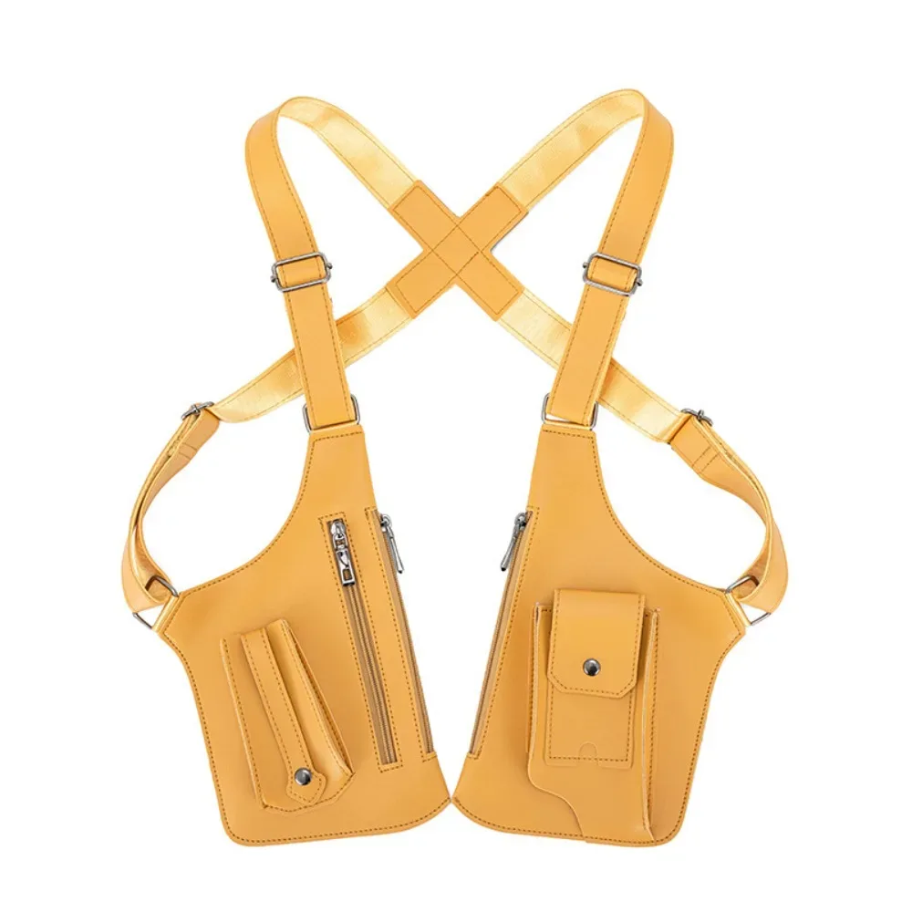 sac de poitrine rétro antivol multi-poches en cuir avec sangle dissimulée, sacoche multifonction pour téléphone portable, idéal pour la chasse