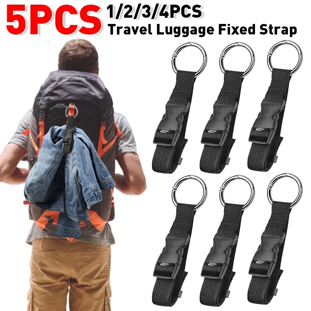 ceinture fixation bagages voyage polyester noire anneaux métalliques longueur ajustable usage sécurité transport stabilité