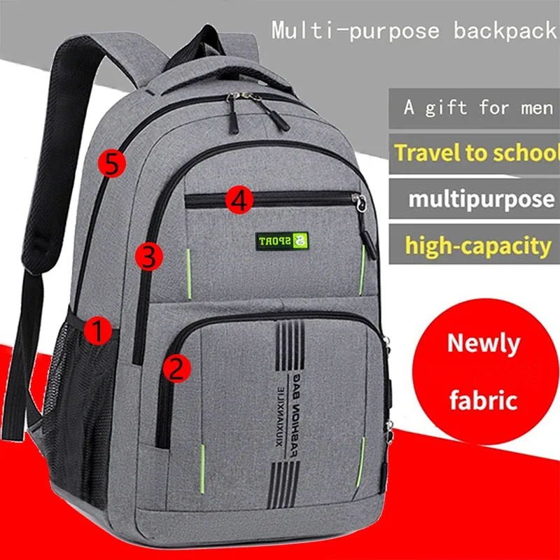 Sac à dos de style neutre pour hommes et femmes, adapté aux voyages d'affaires et aux cartables pour étudiants, avec plusieurs couches de poches