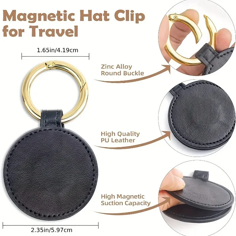 porte chapeau magnétique cuir marron rose doré fixation poignée sac dos bagage voyage shopping transport restauration