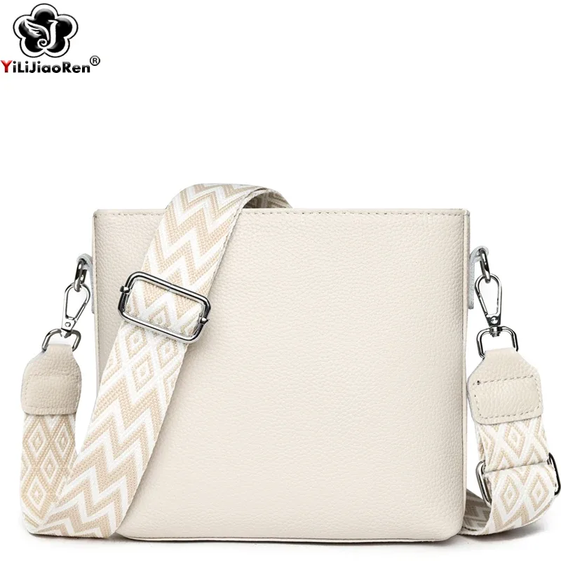 sac à bandoulière en cuir véritable 100% pour femmes, sac à bandoulière à large sangle, sacoche en cuir de vache, petit sac à main et bourse