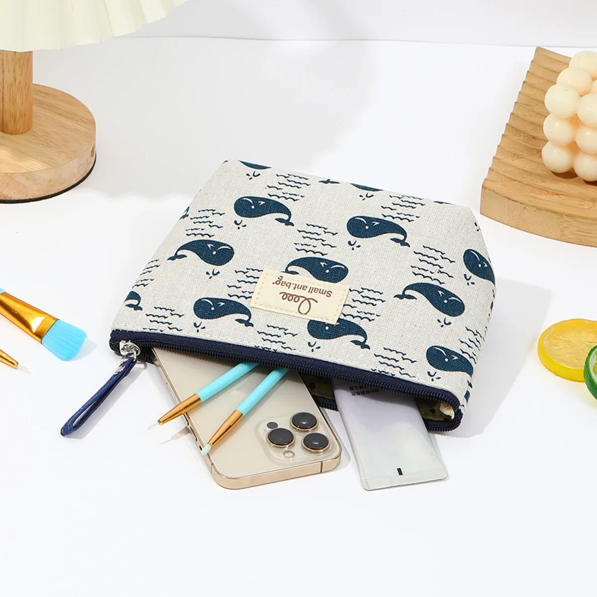pochette à fermeture éclair en tissu, sac de rangement pour cosmétiques, porte-cartes multifonctionnel en toile, pochette pour clés, sac pour téléphone, trousse de toilette