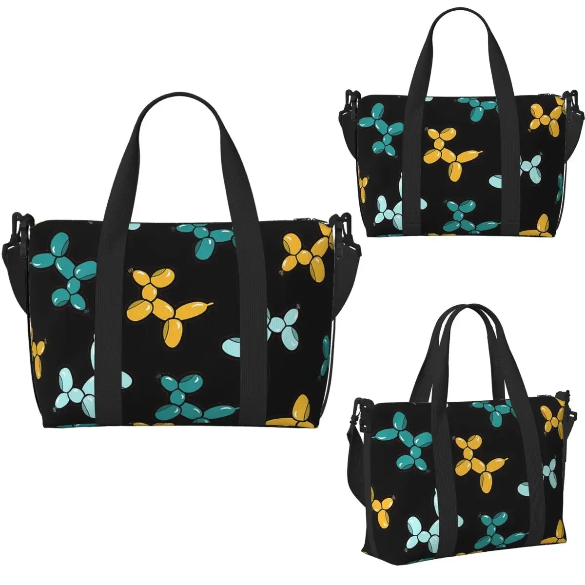 sac de voyage de plage rouge à motif de chiens d'animaux en ballon, fourre-tout de grande capacité pour salle de sport, yoga, sac à bandoulière de shopping pour femmes