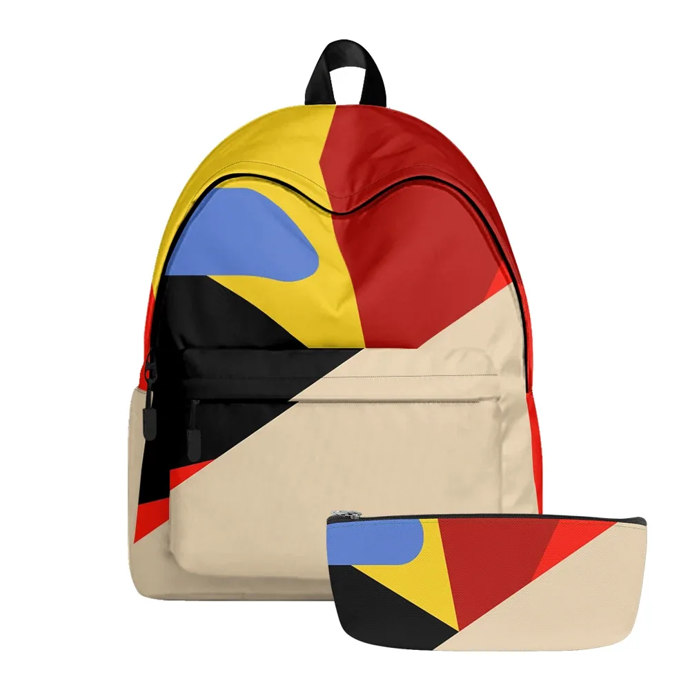 sac à dos imprimé artistique géométrique vibrant, sacs à crayons, bretelles réglables, léger et durable, sac à dos de voyage scolaire, ensembles pour adolescents