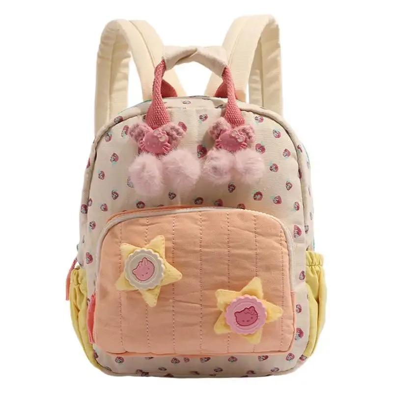 2026 nouveau sac à dos en toile imprimé fraise à la mode associé à des sacs à dos d'étudiant mignons