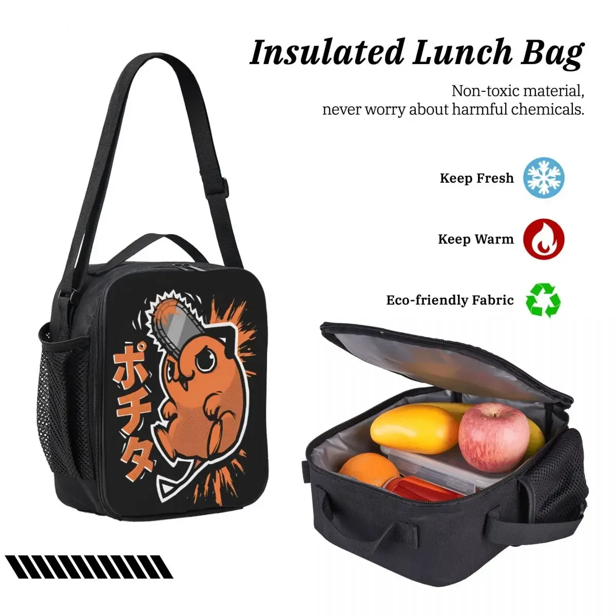tronçonneuse homme pochita 3pecs/ensemble sac à dos pour étudiant anime dessin animé lycée sac à dos sac à déjeuner trousse à crayons