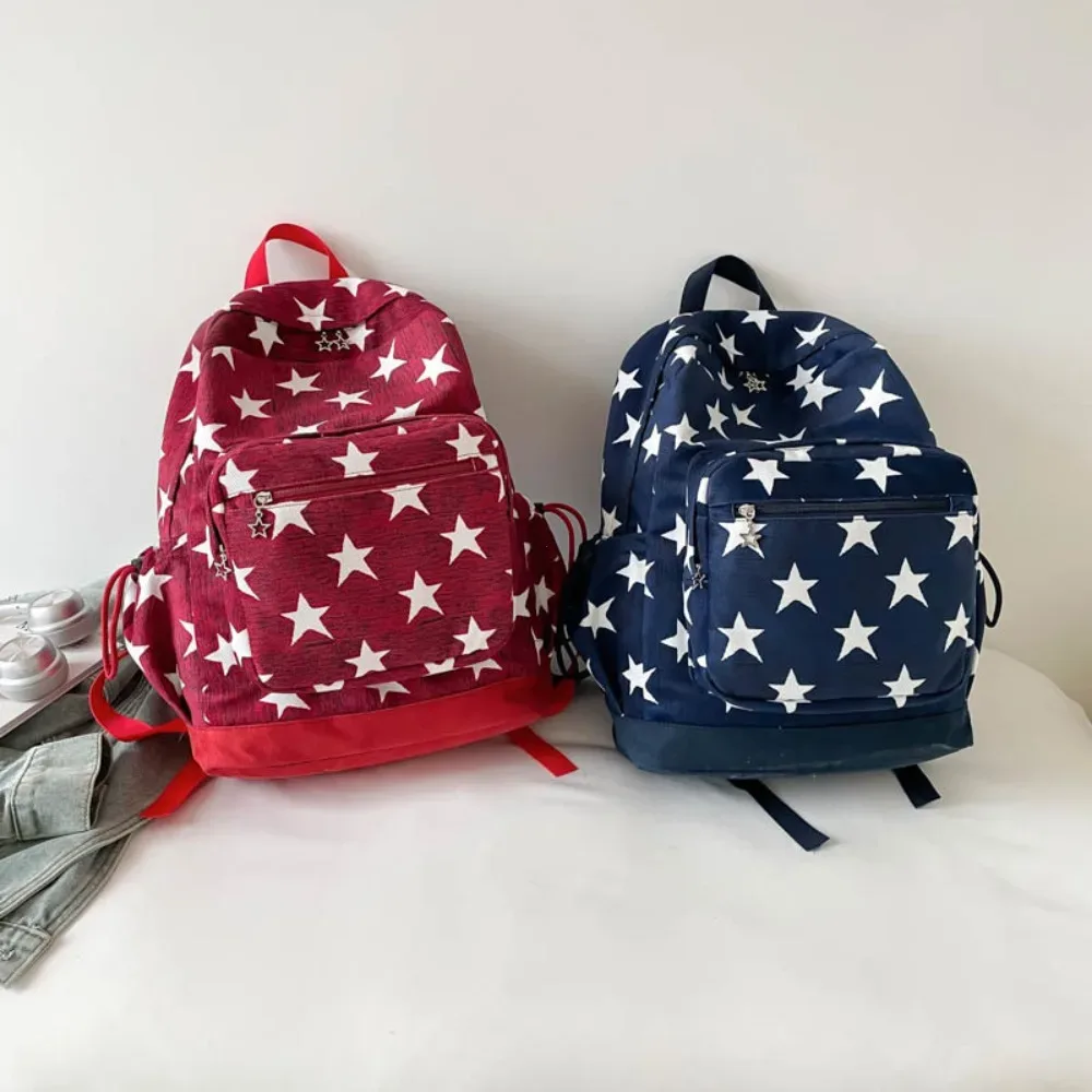 sacs à dos vintage grande capacité pour hommes, style grunge, tendance y2k, esthétique, avec lettres étoiles, simples et polyvalents, pour l'école et les femmes