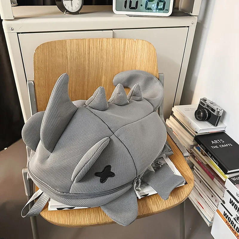 dessin animé créatif style coréen à la mode dinosaure monstre sac à dos pour garçons et filles étudiant requin