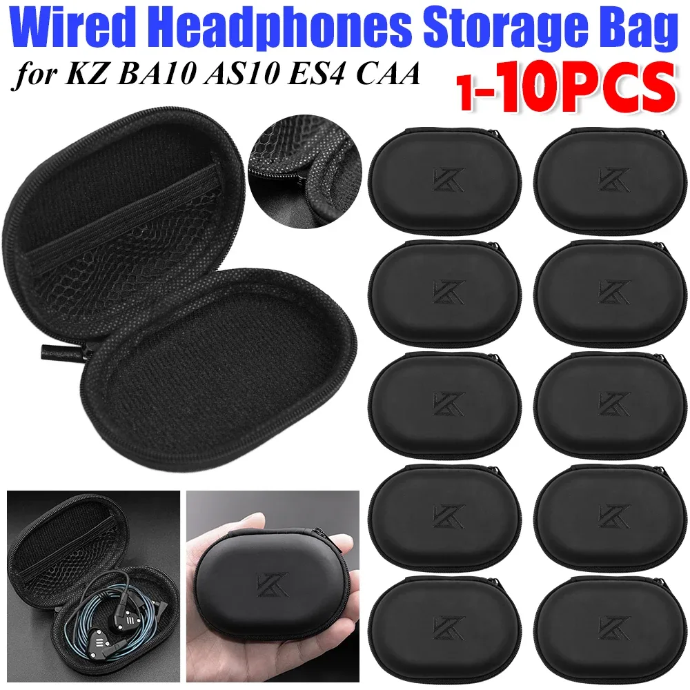 étui pour écouteurs filaires kz ba10 as10 es4, boîte de rangement en pu, sac de rangement portable pour kz ba10 as10 es4, 1 à 10 pièces