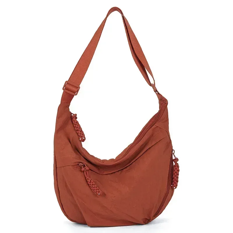 sac à bandoulière en tissu doux pour femmes, couleur unie, style étudiant décontracté, grands sacs à main, sacs hobos pour femmes