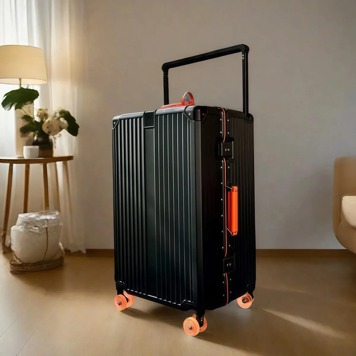 valise bagage roulant pc aluminium serrure tsa roues silencieuses poignées transport amovibles compartiments internes organisés usage voyage
