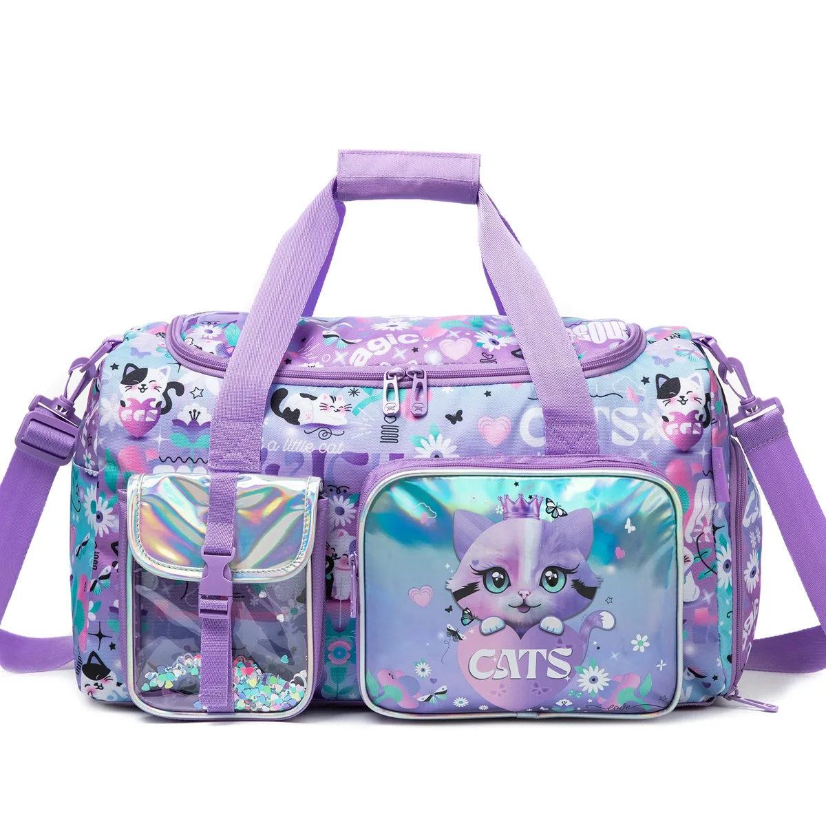 sac de voyage pour enfants, sac de sport pour filles, sac de nuit pour filles, sac de gym, sac de danse pour filles avec compartiment à chaussures